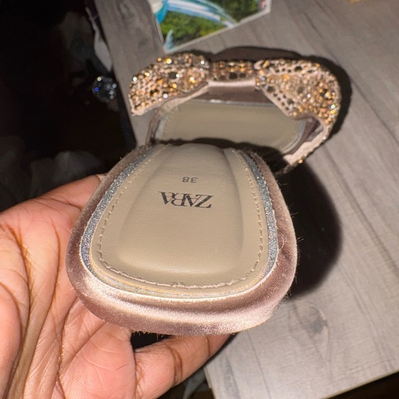 Zara Women's Gold Bow Heeled Sandals - Picture 10 of 12